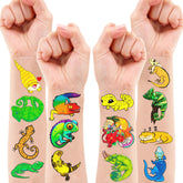 93 PCS Lizard Temporary Tattoos Reptile Birthday Party Decorations Favors Supplies Decor Jungle Gecko Tattoos Stickers for Kids Cute Gifts School Prizes Rewards